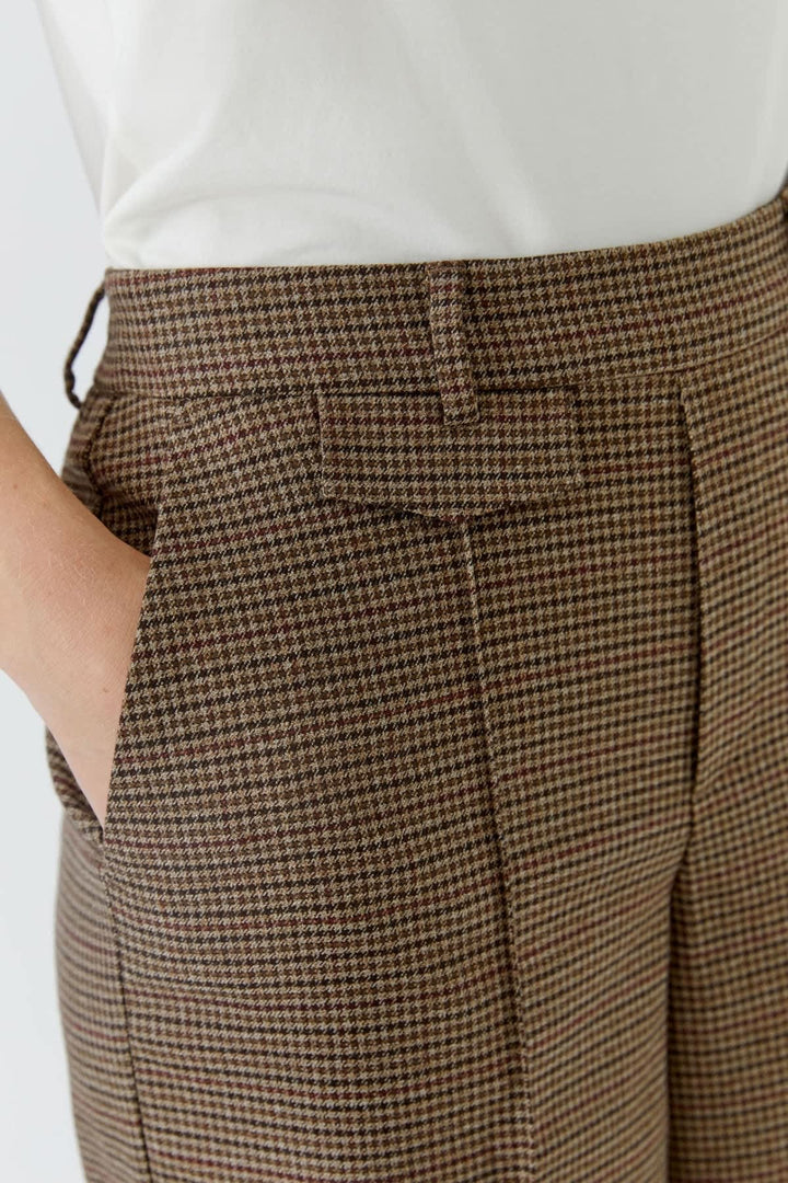 Pantalon habillé à carreaux et jambes larges pour femme Oui
