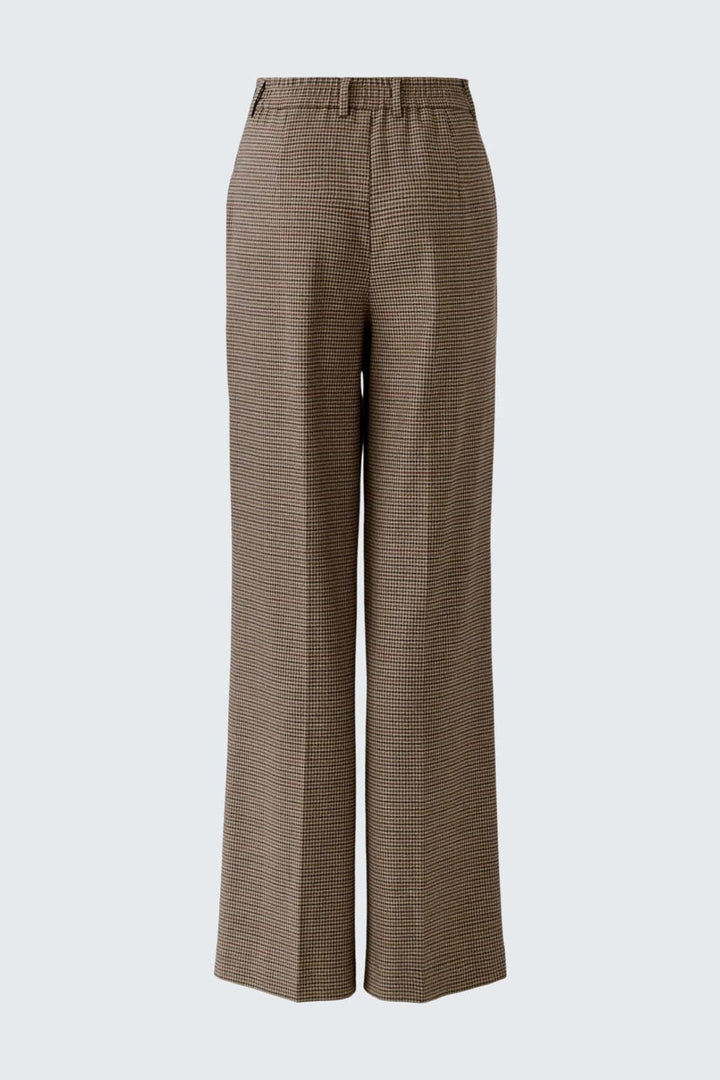 Pantalon habillé à carreaux et jambes larges vue de face pour femme Oui