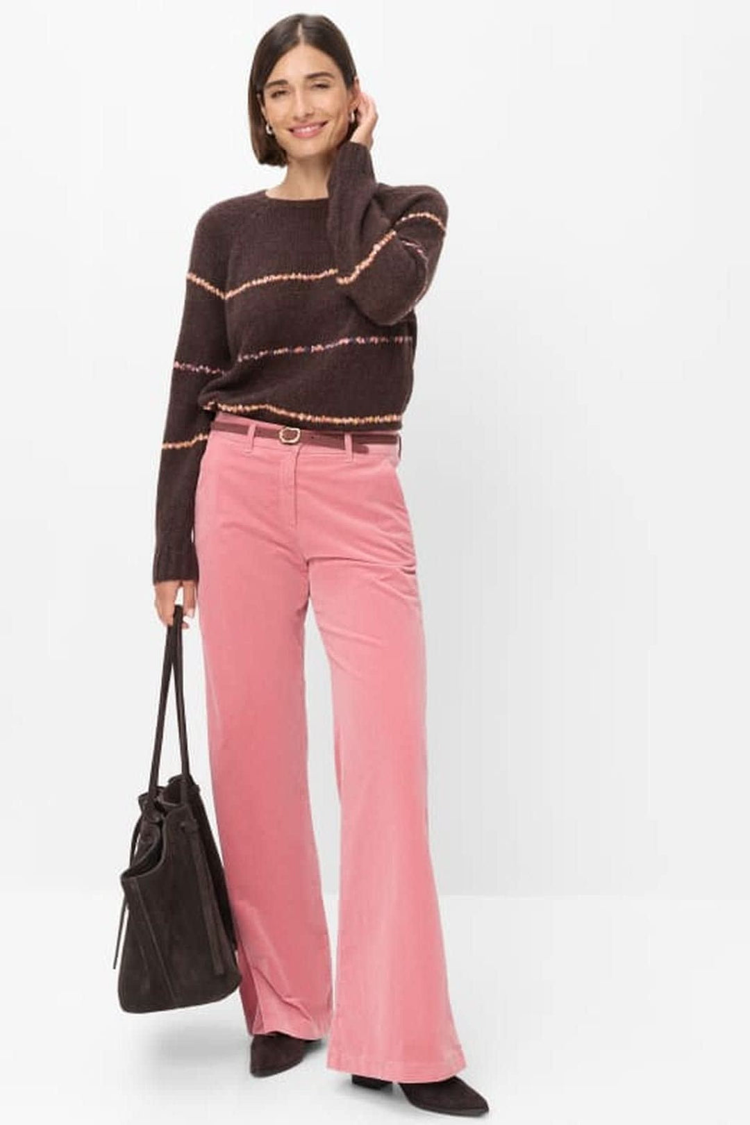 Pantalon jambe large en velours pour femme Brax