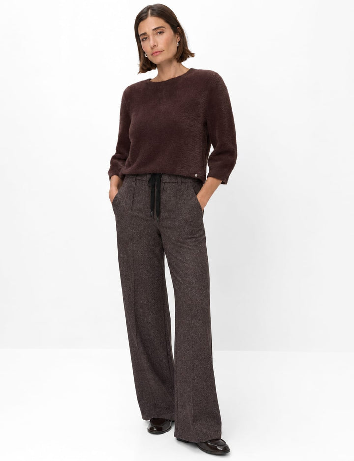 Pantalon large à motif texturé vue de face pour femme kennys