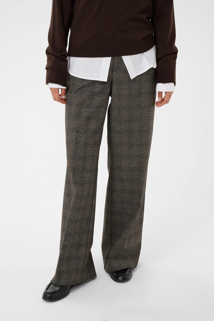 Pantalon Ninni à jambe large à carreaux vue de face pour femme Part Two