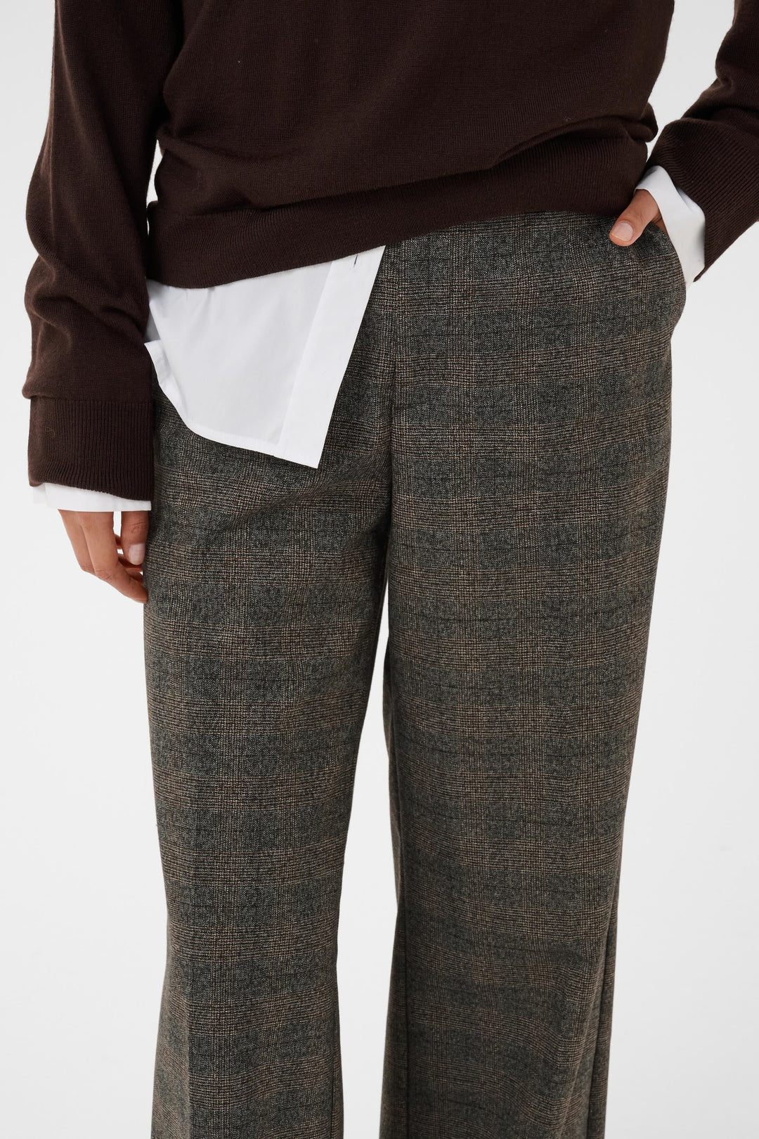 Pantalon Ninni à jambe large à carreaux vue de face pour femme Part Two