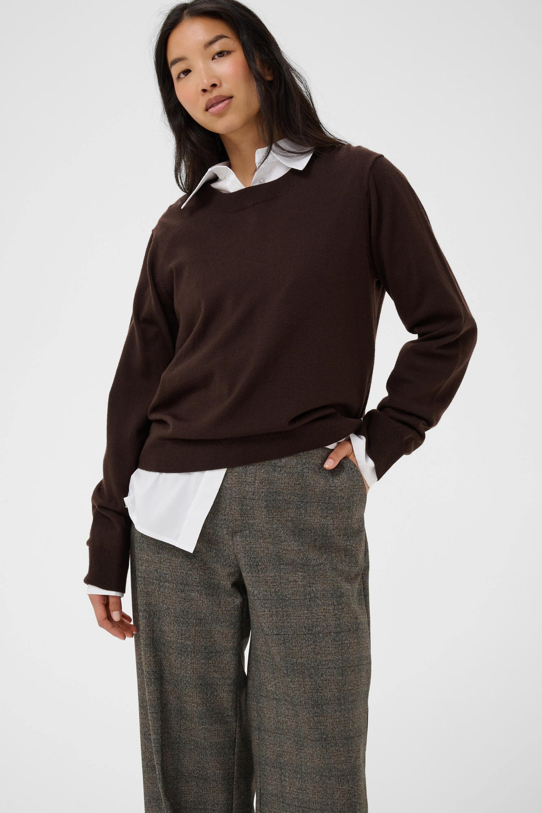Pantalon Ninni à jambe large à carreaux vue de face pour femme Part Two