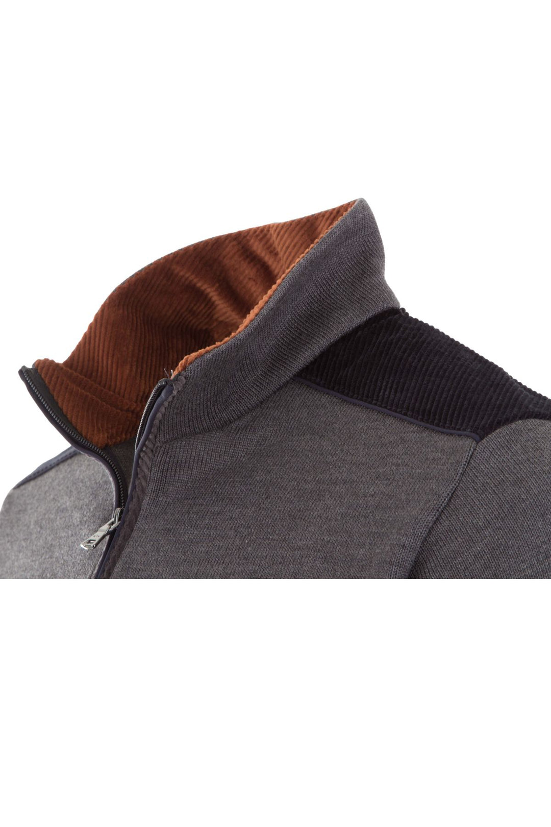 Pull demi-zip en laine - détails en velours