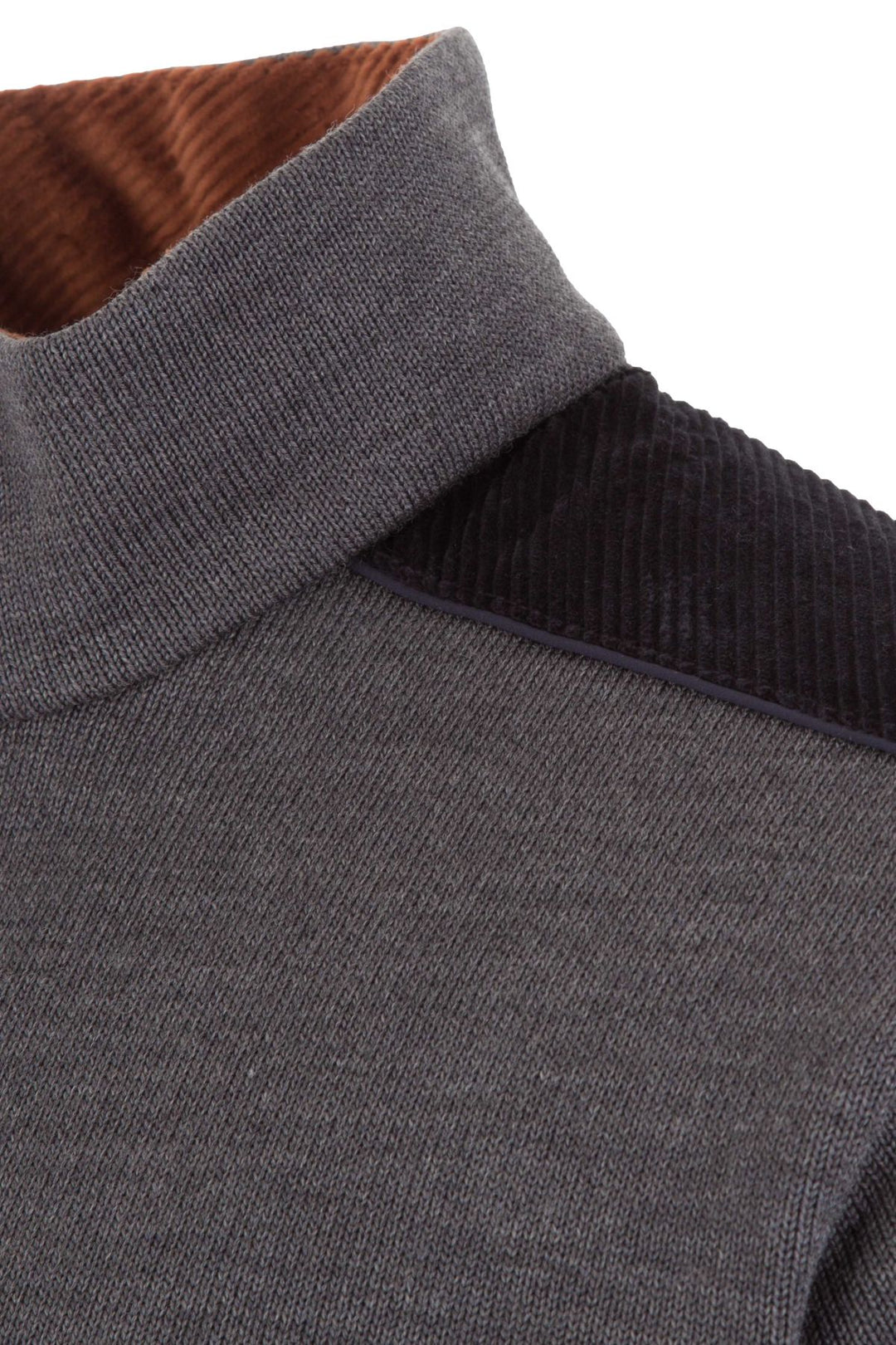 Pull demi-zip en laine - détails en velours