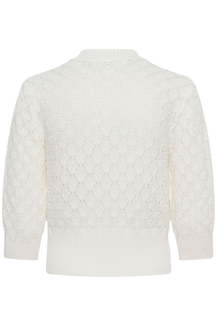 Cardigan Thathrine en tricot ajouré avec boutons floraux