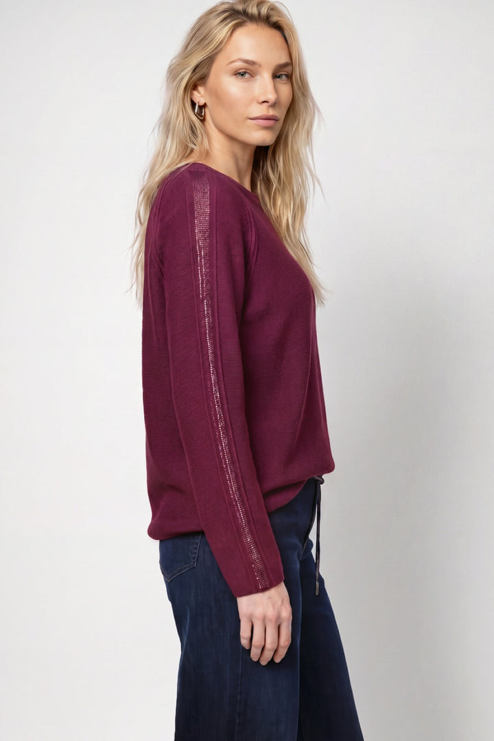 Cotton sweater with rhinestone details