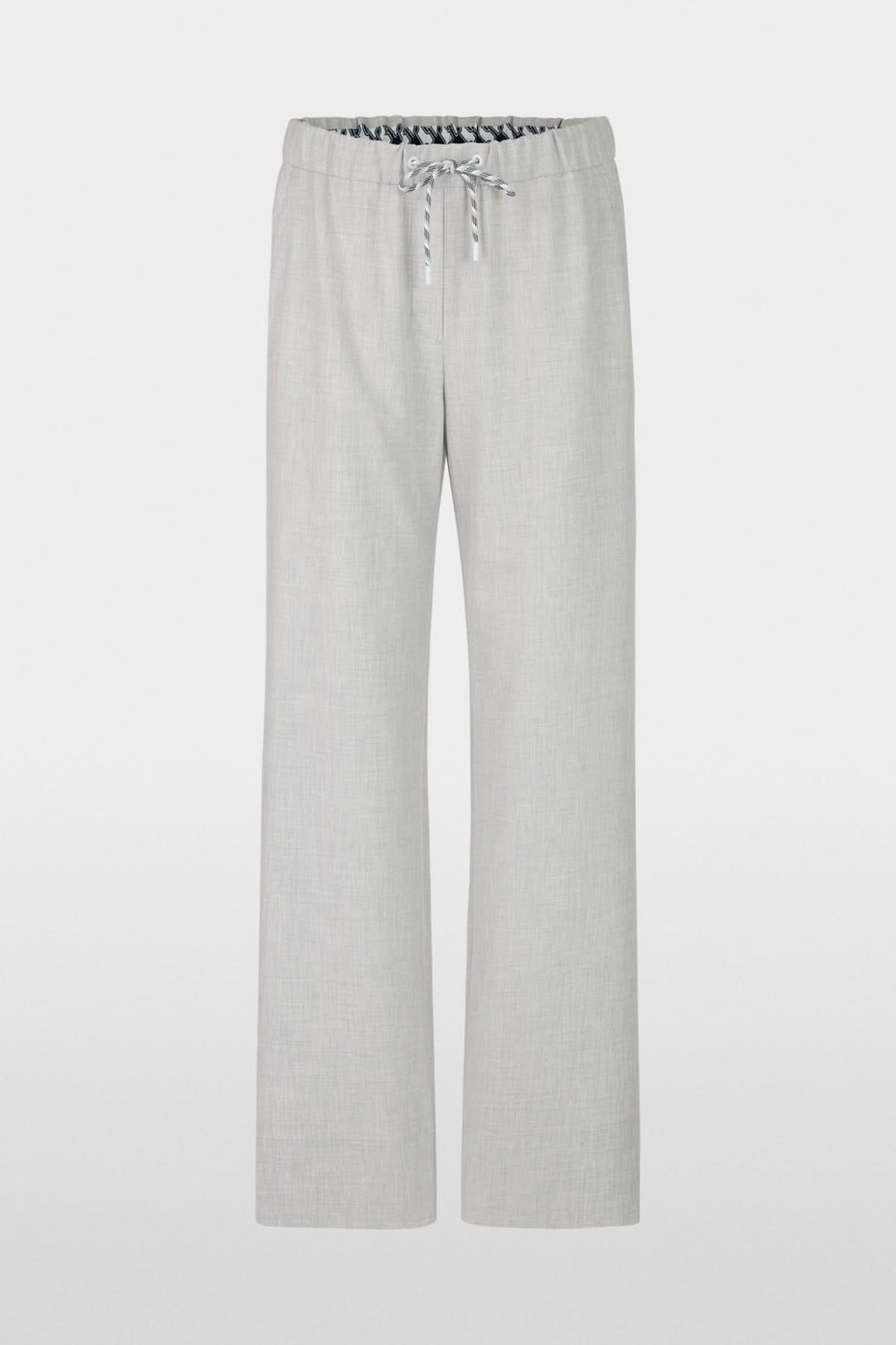 Pantalon à enfiler WASHINGTON, large et fluide, avec taille élastique et cordon ajustable, couleur beige.