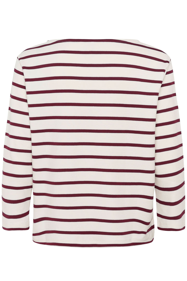 Chandail Nela rayé à manches longues, col bateau, coupe droite, style casual chic.