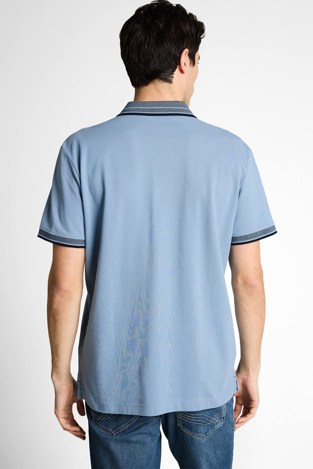 Vue de face polo Tom Tailor pour homme bleu à manches courtes avec col classique - Valérie Simon