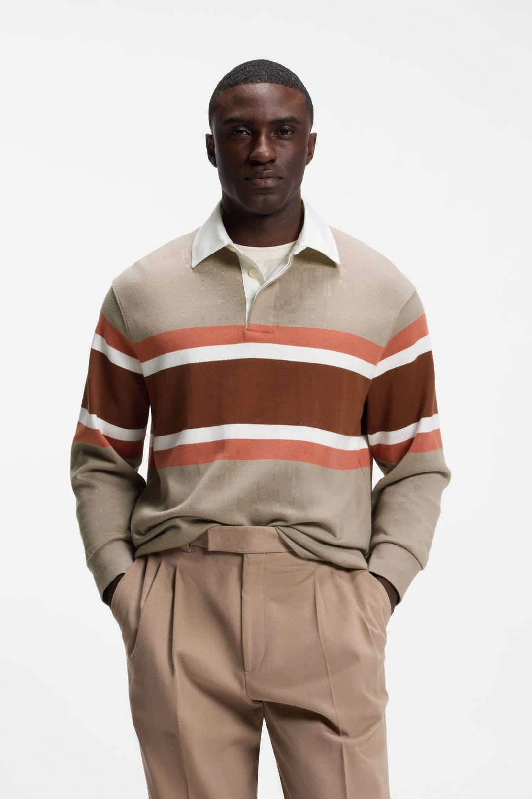 Polo à manches longues rayé pour homme Hugo Boss