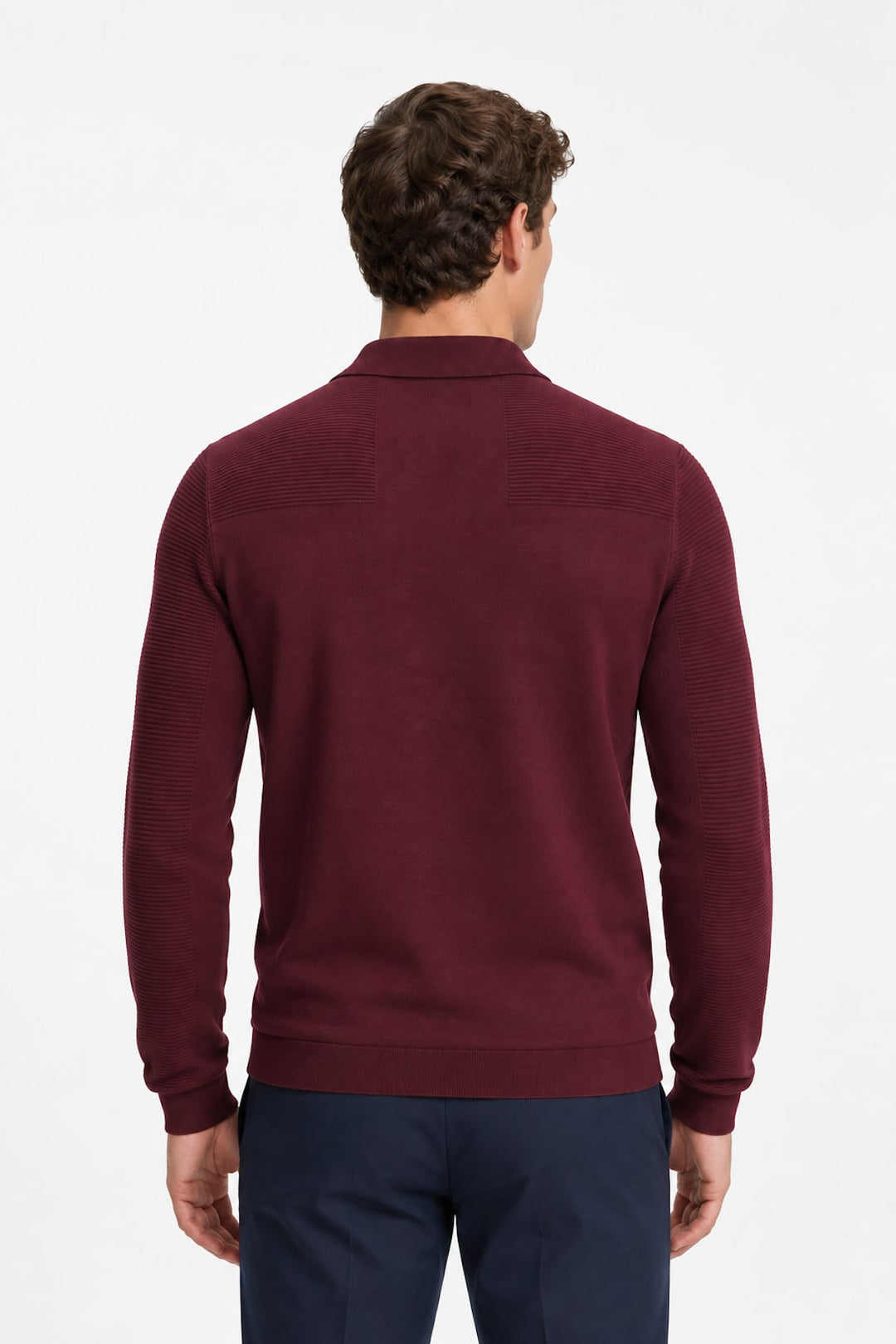 Polo à manches longues texturé vue de face pour homme Hugo Boss