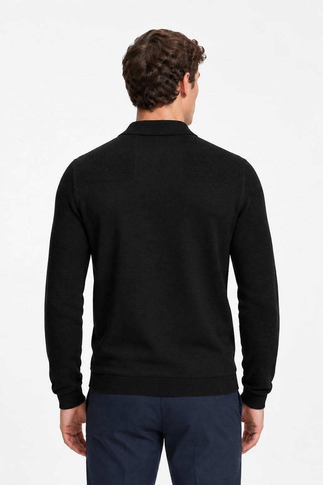 Polo à manches longues texturé vue de face pour homme Hugo Boss