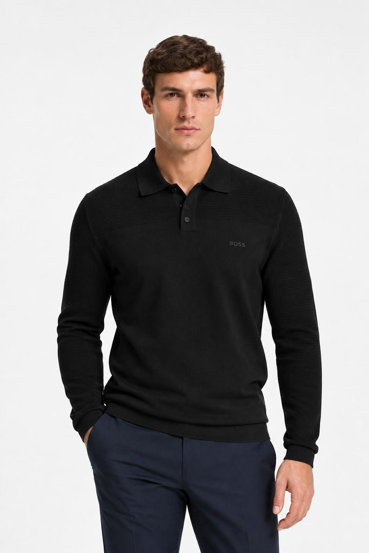 Polo à manches longues texturé pour homme Hugo Boss