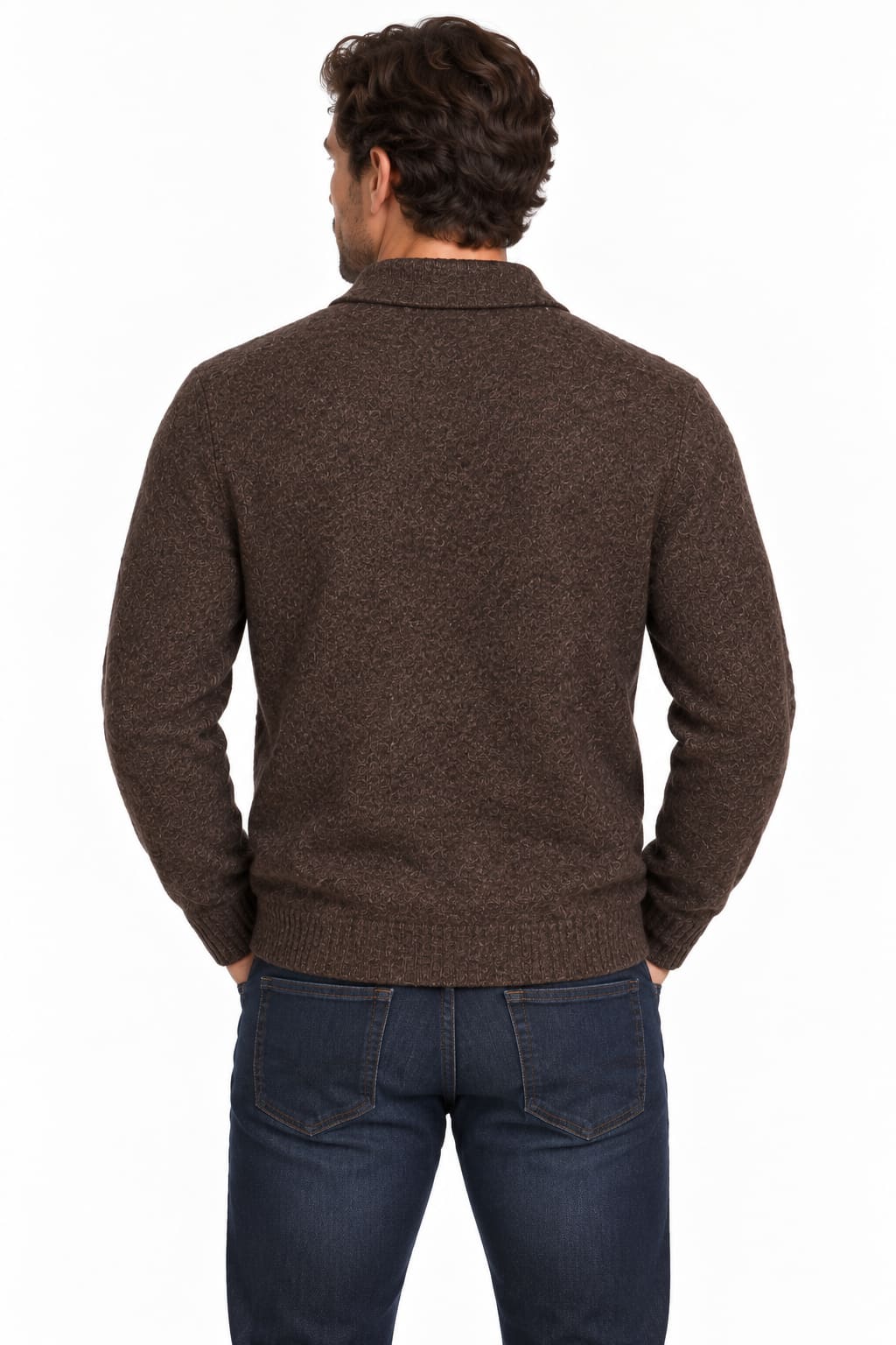 Polo en laine vierge mélangée vue de face pour homme Gran sasso