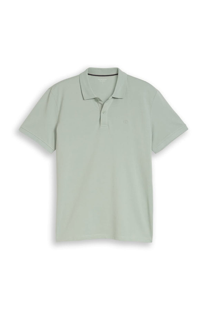 Vue de face polo piqué Tom Tailor pour homme bleu avec col côtelé - Valérie Simon