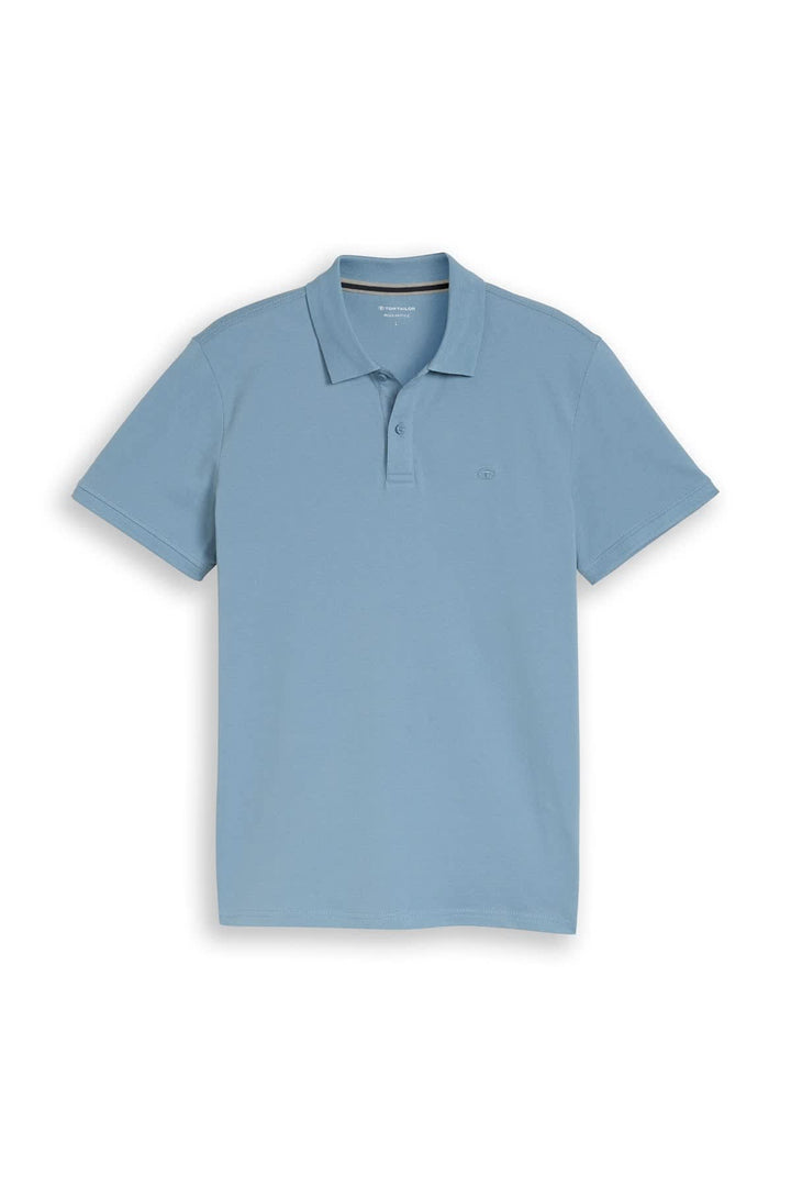 Vue de face polo piqué Tom Tailor pour homme gris avec logo brodé - Valérie Simon