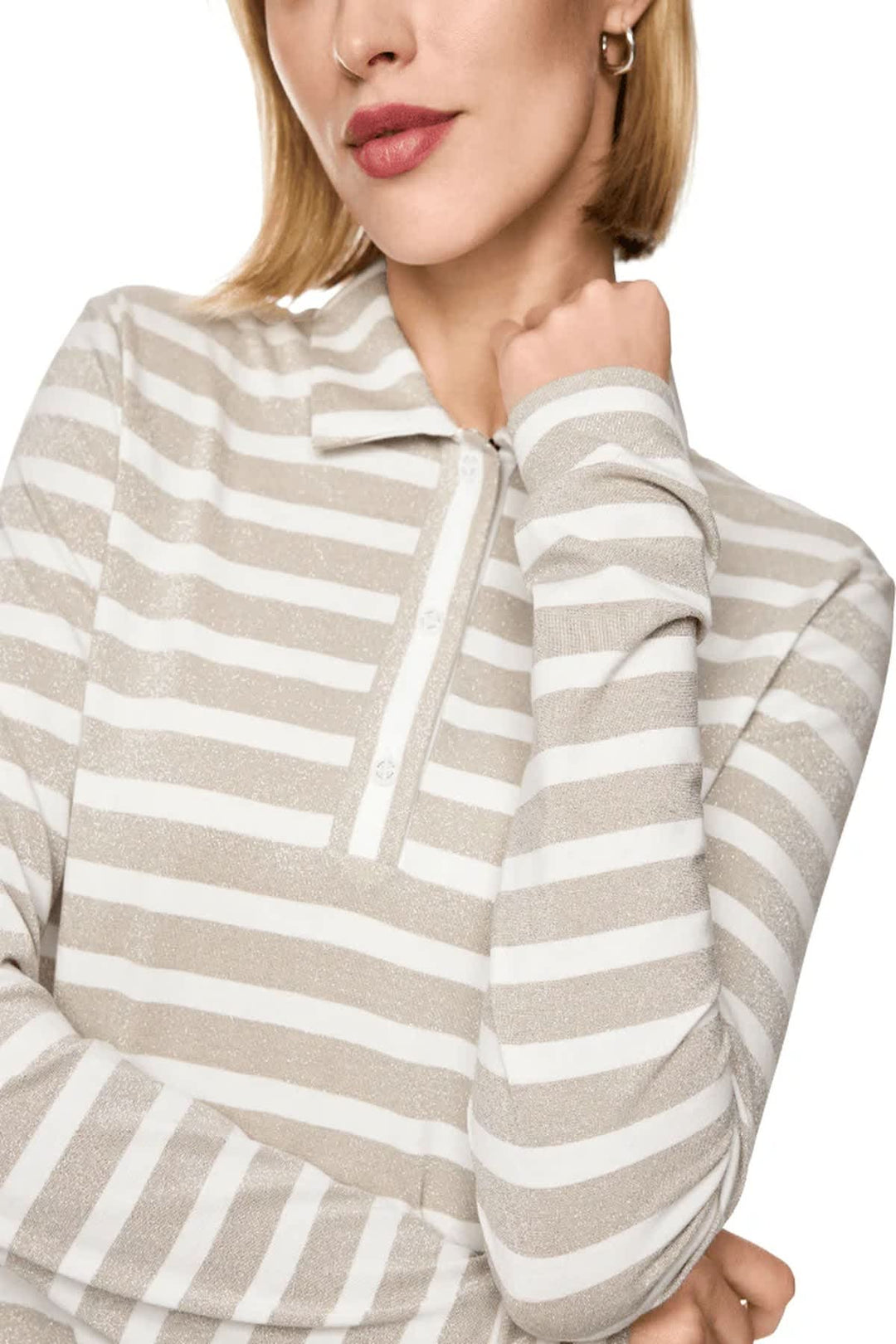 Vue de face polo rayé métallisé Marc Cain pour femme multicolore - Valérie Simon
