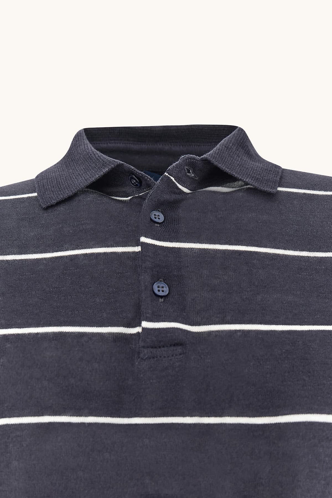 Front view of the Paul and Shark light blue and white striped men&