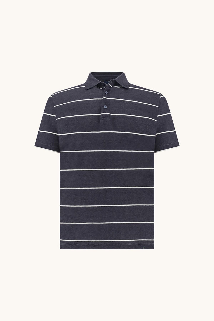 Close-up of the Paul and Shark blue and white striped men&
