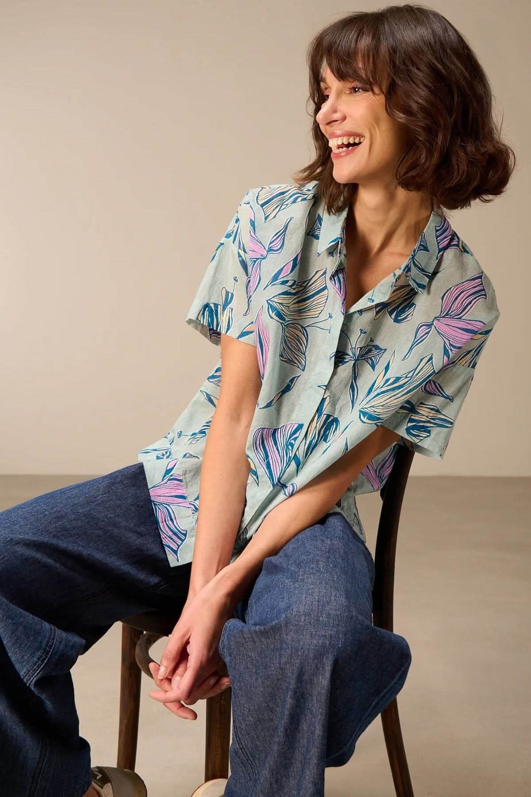 Chemise légère à manches courtes avec imprimé