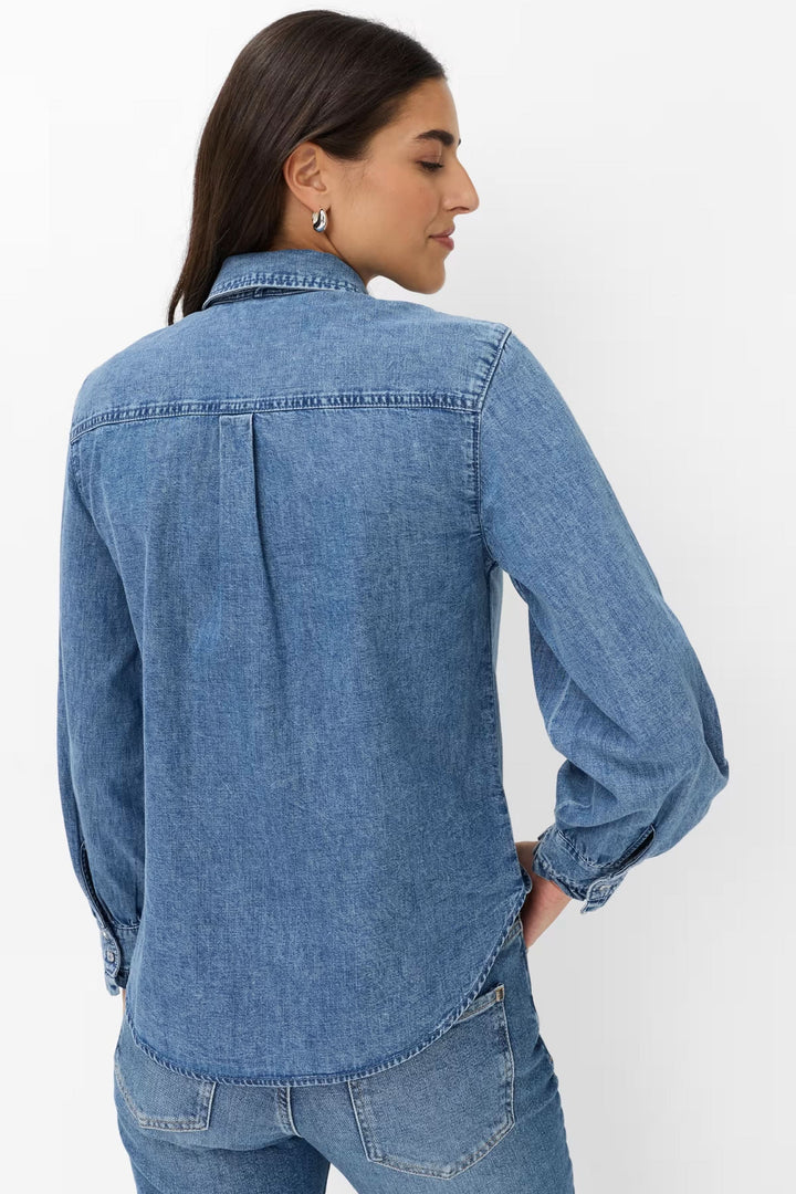 Chemise Victoria en denim à col lavallière