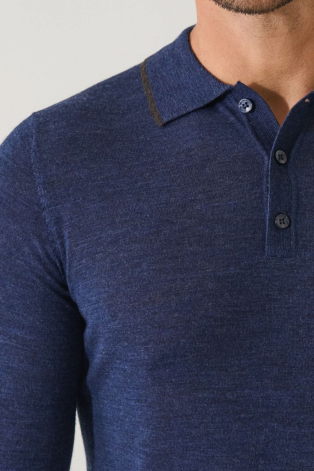 Button-down polo shirt in extra-fine merino wool