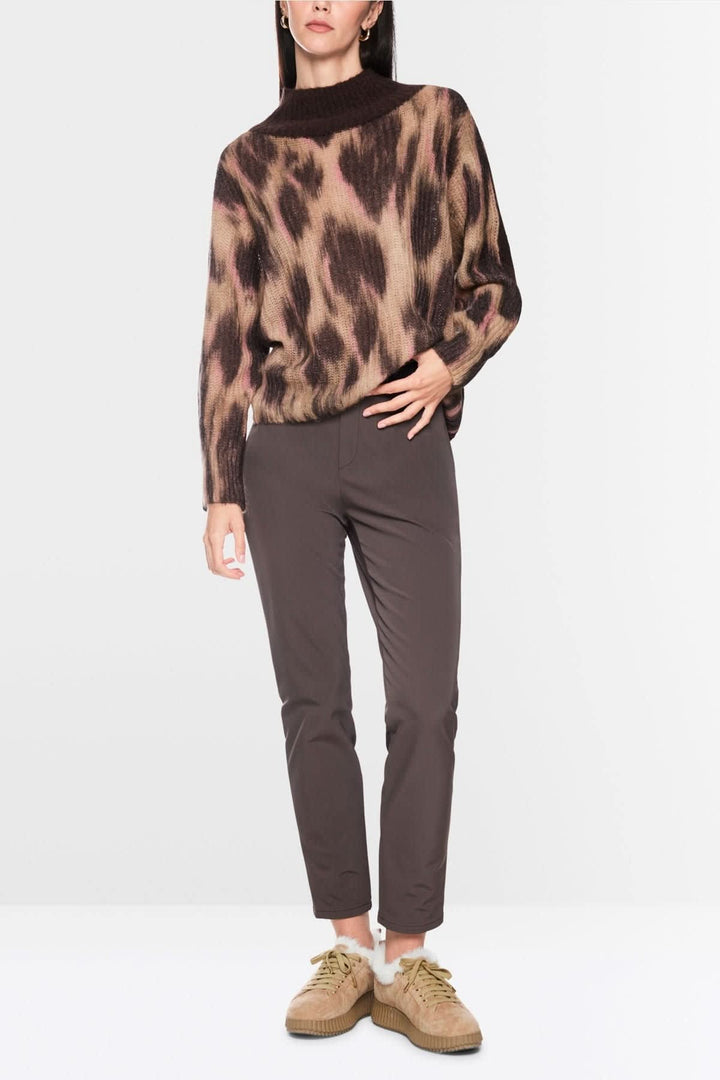 Pull à col montant léopard vue de face pour femme Marc Cain