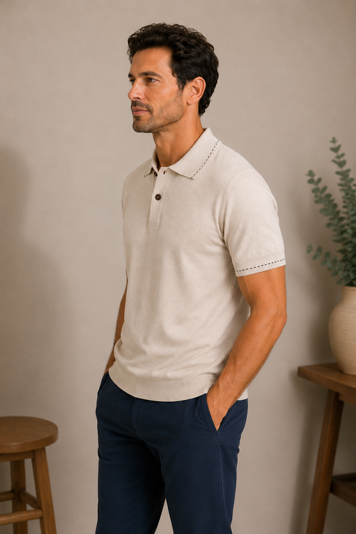 Silk and cotton polo shirt