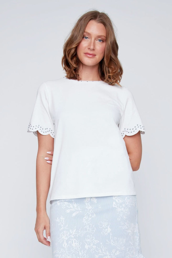 T-shirt à manches festonnées
