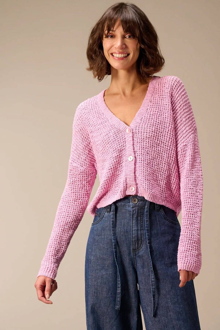 Cardigan en maille texturée à col en V