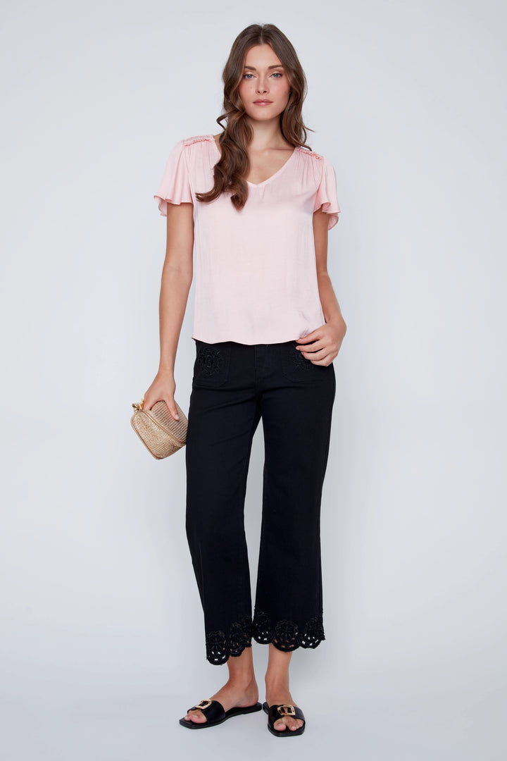 Flowy blouse with ruffled sleeves