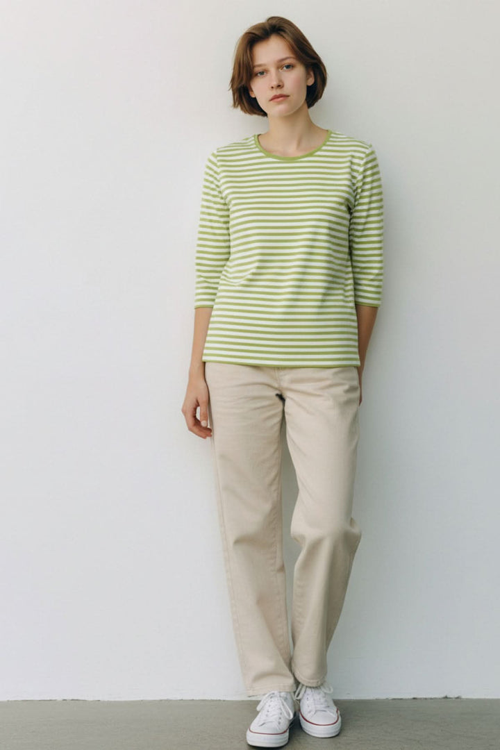 3/4 sleeve striped sweater