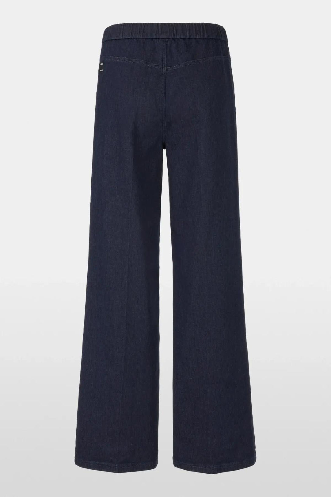 Jean évasé WELKOM à taille haute, confort en coton biologique, coupe large et ceinture élastique pour un ajustement parfait.