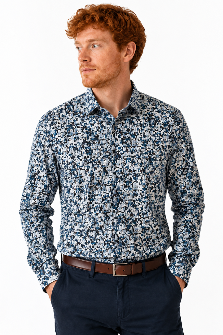 Chemise sport imprimée mosaïque florale