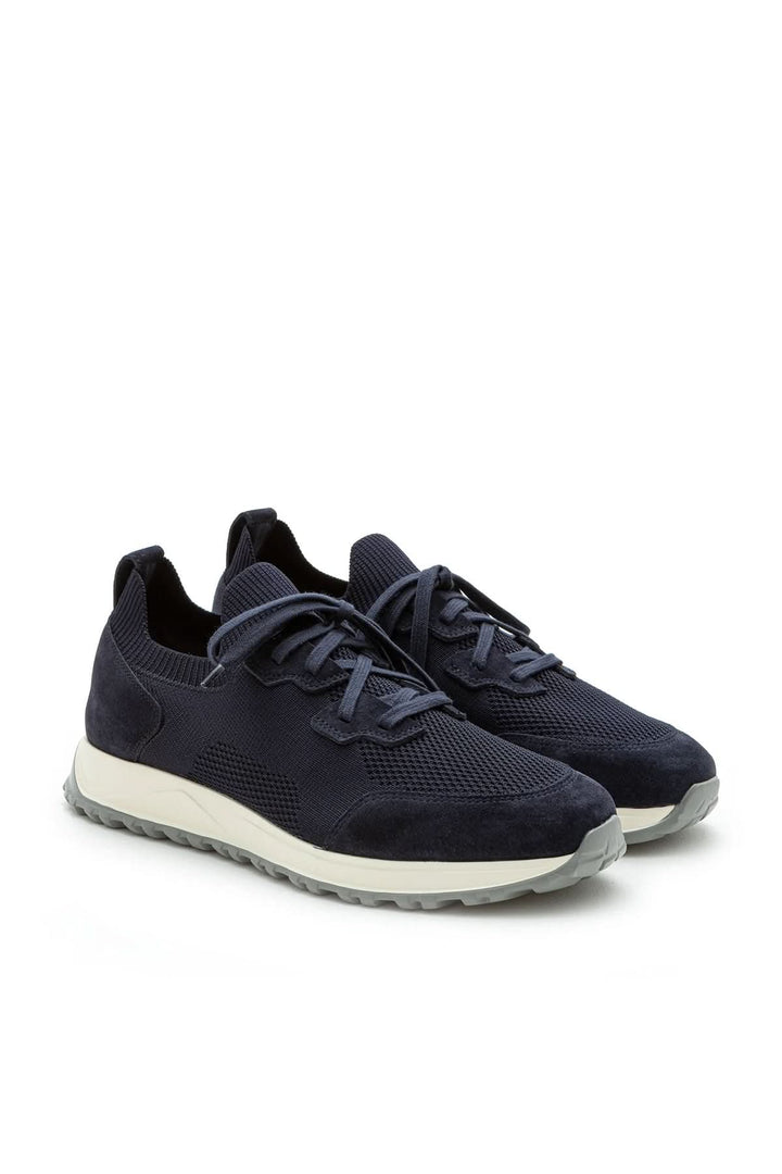 Sneaker homme cuir et tissu extensible