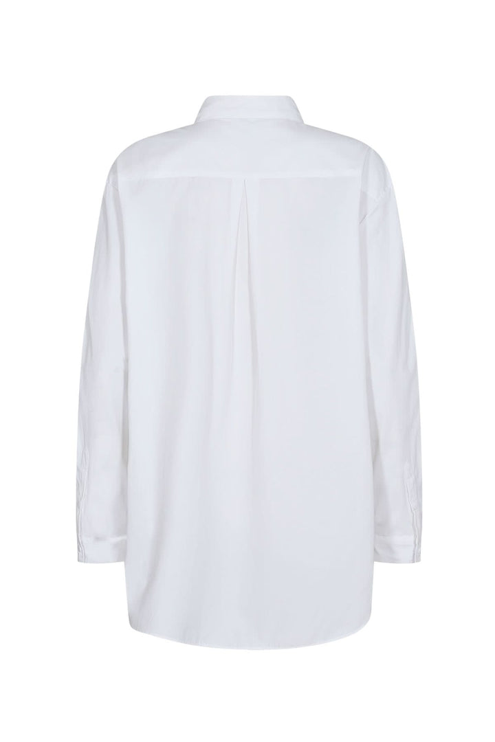Chemise décontractée blanche, col classique, vue arrière, élégante et confortable pour un style minimaliste.