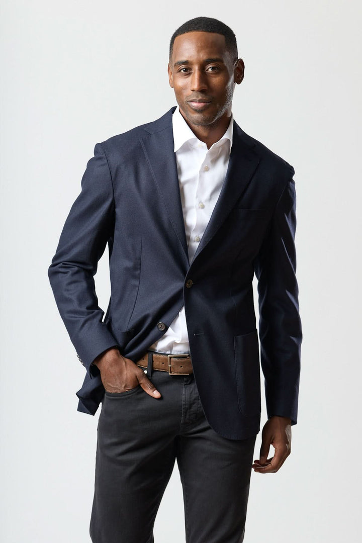 Veston léger en laine et cachemire marine