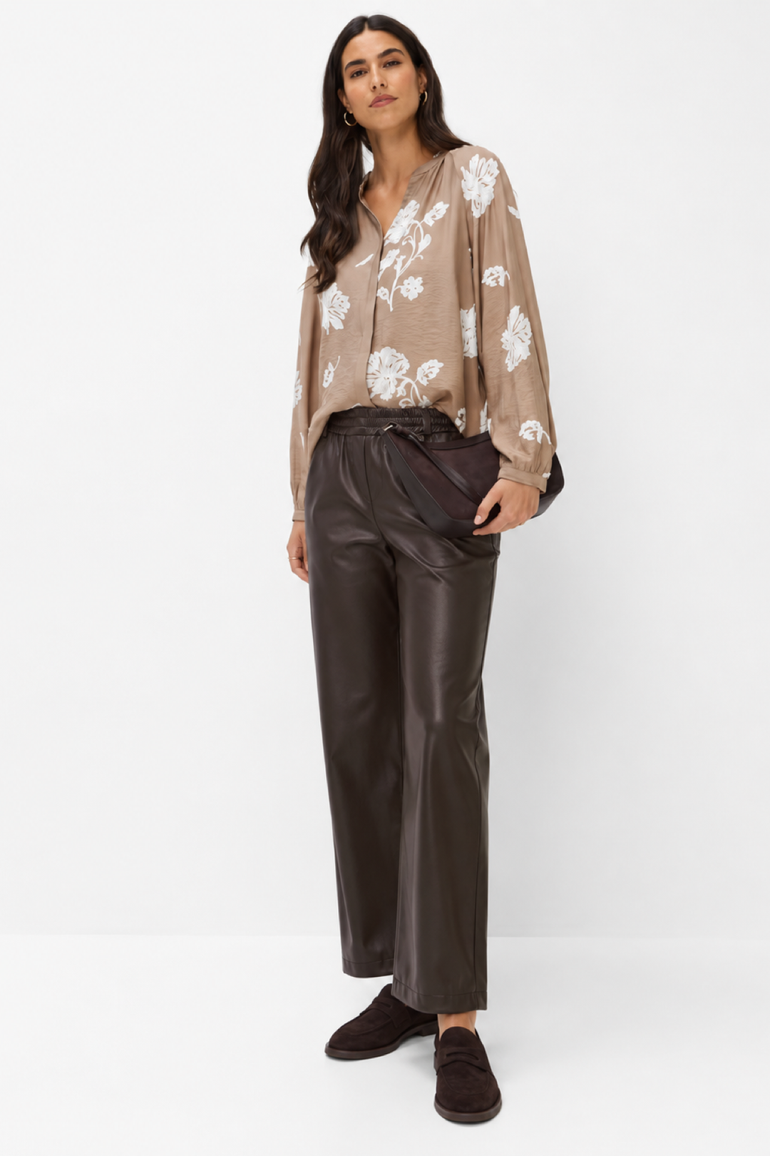 Pantalon Maine en similicuir à jambe large