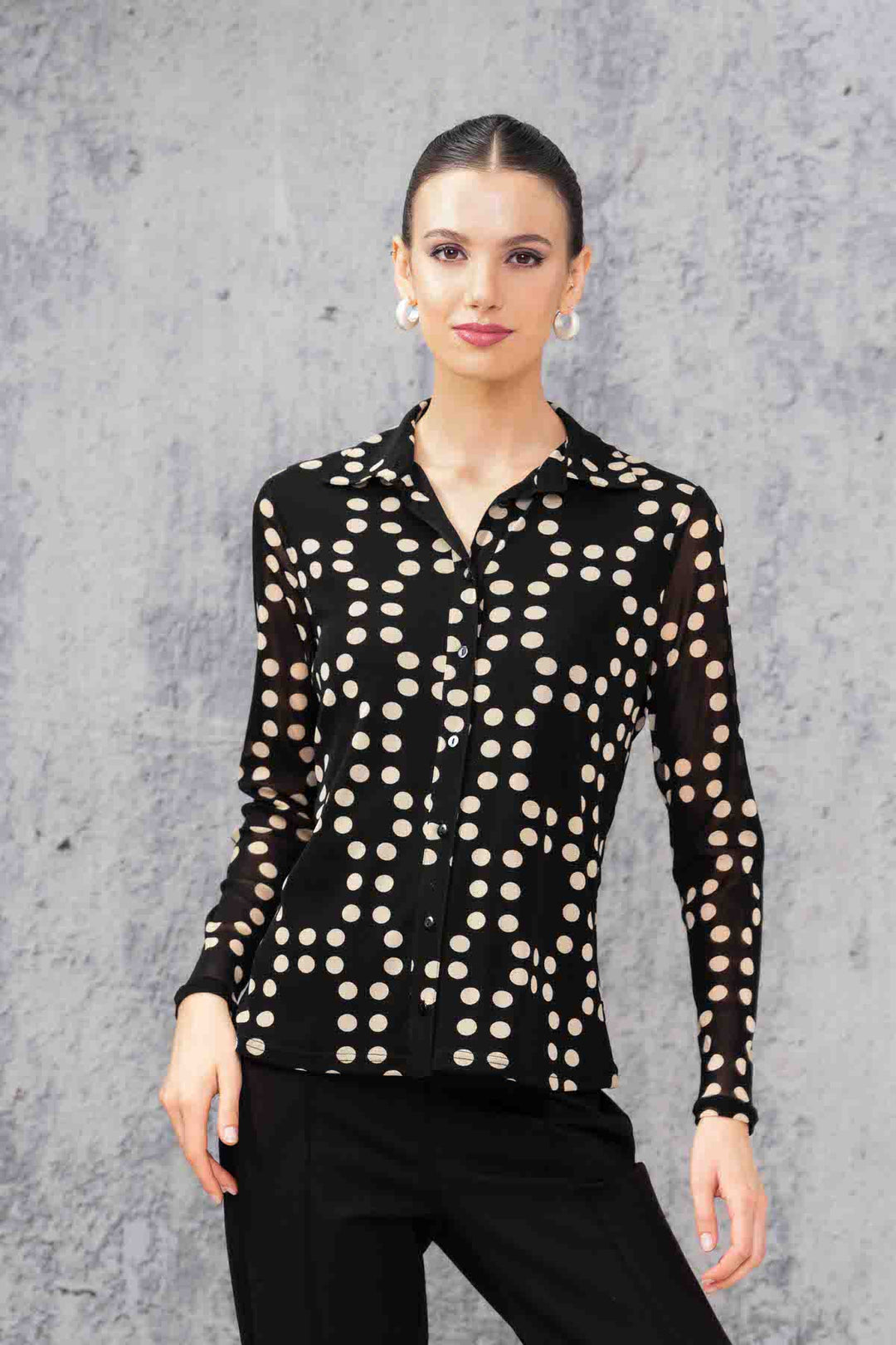 Blouse mèche à pois