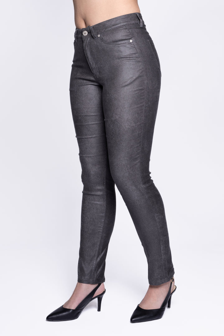 Stretch faux leather pants