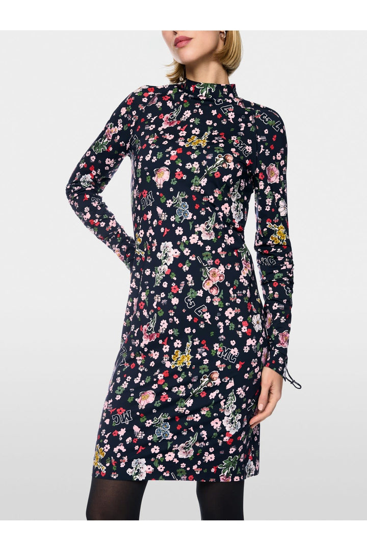 Robe courte à col roulé imprimé fleuri vue de face pour femme Marc Cain