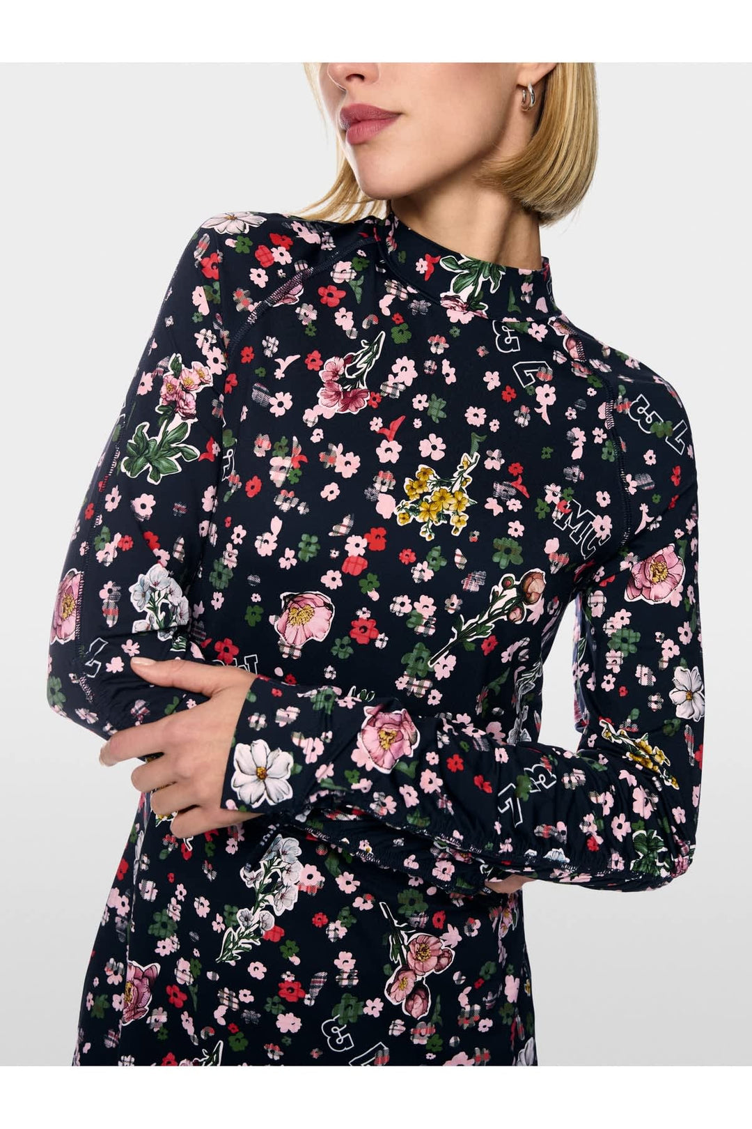 Robe courte à col roulé imprimé fleuri pour femme Marc Cain