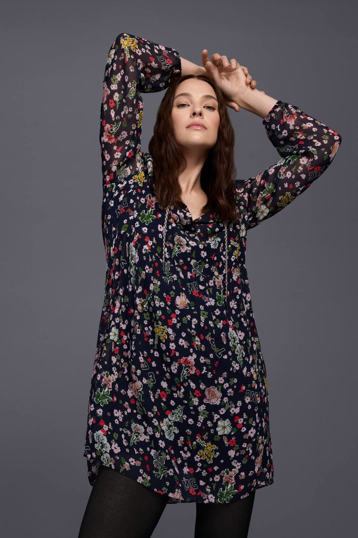 Robe courte fluide à imprimé floral vue de face pour femme Marc Cain