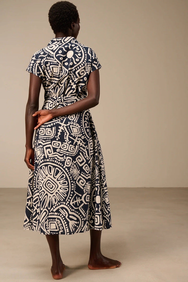 Vue de dos robe longue imprimée pour femme multicolore avec motifs floraux - Valérie Simon