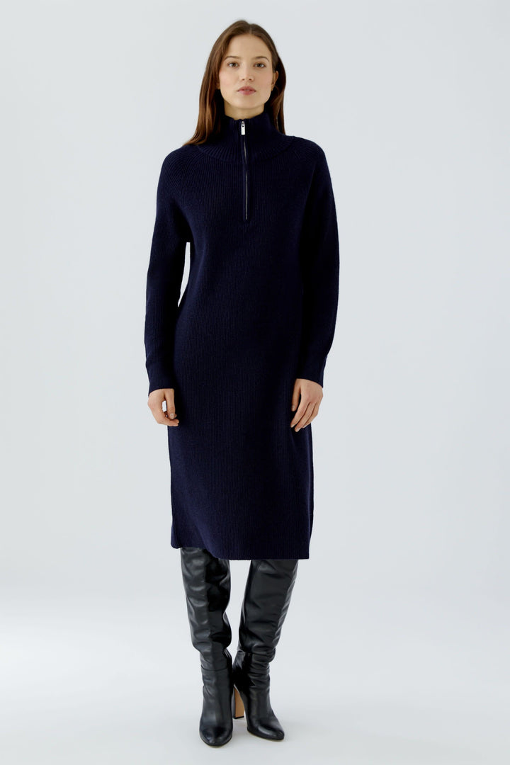 Robe midi en tricot à col zippé pour femme Oui