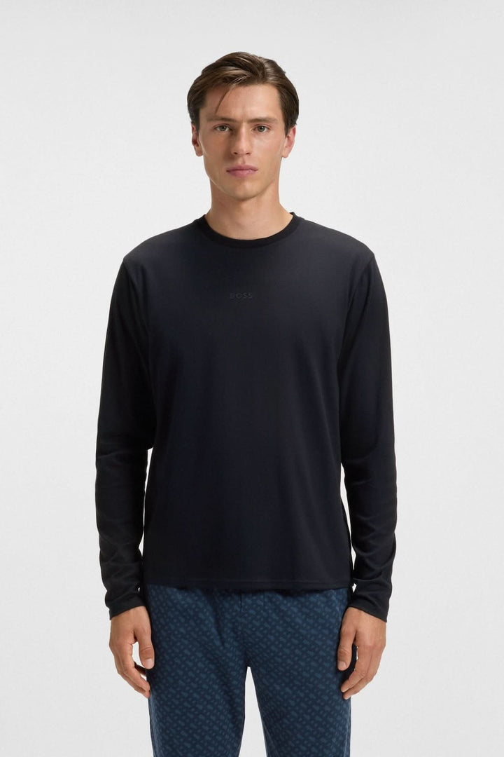 Ensemble pyjama en coton avec logo BOSS pour homme, manches longues, coupe régulière, idéal pour détente et nuit.