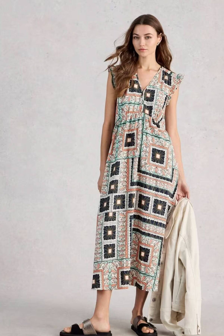 Lorna Long Sleeveless Dress in Linen Blend