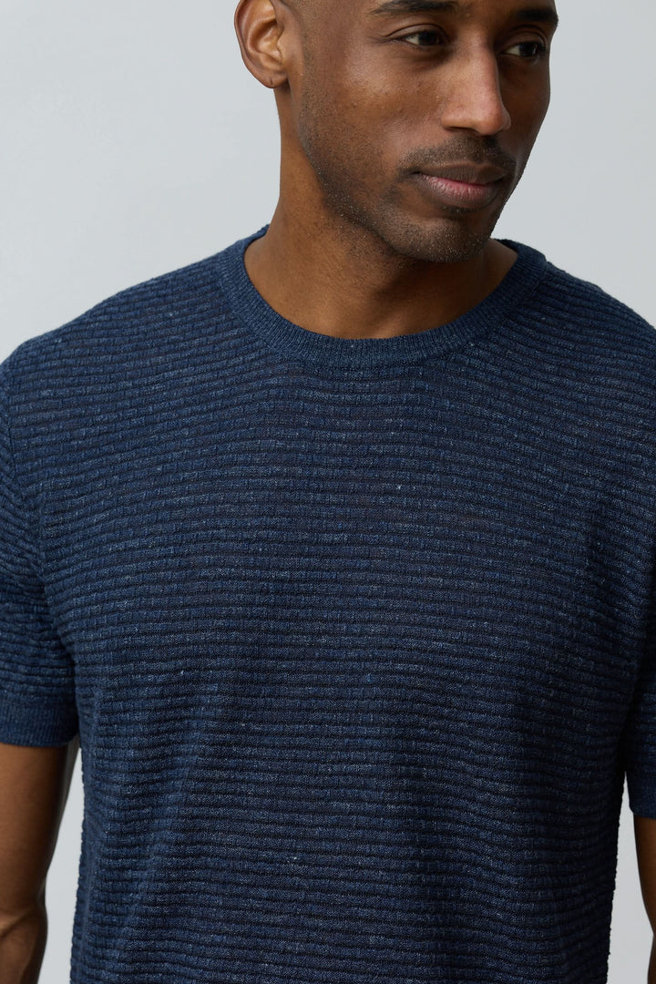 T-shirt texturé en lin et soie