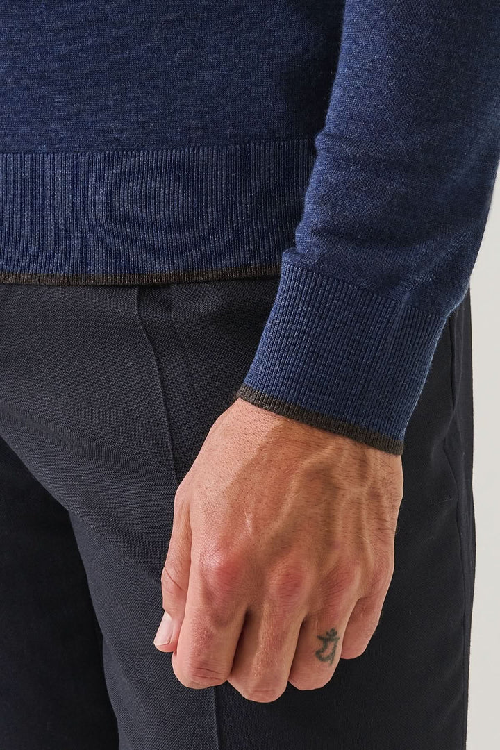 Button-down polo shirt in extra-fine merino wool